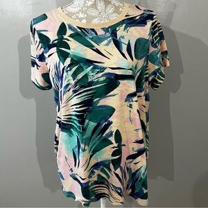 Torrid Multicolor Tropical Print Short Sleeve Tee / Size 0 Large NWOT